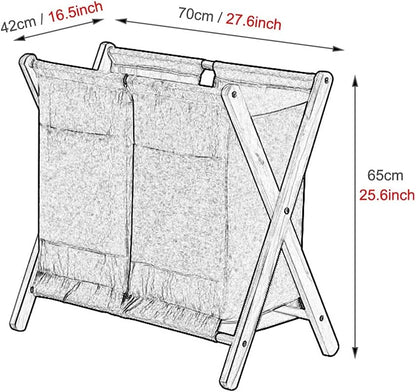 Laundry Hamper Laundry Room Organizing Double Laundry Baskets with Removable Bag, Foldable 2 Sections Laundry Hamper for Home/Bedroom/Bathroom/Nursery, Wood Frame(Beige)