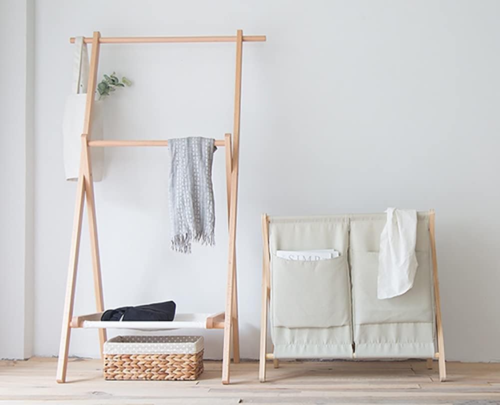 Laundry Hamper Laundry Room Organizing Double Laundry Baskets with Removable Bag, Foldable 2 Sections Laundry Hamper for Home/Bedroom/Bathroom/Nursery, Wood Frame(Beige)