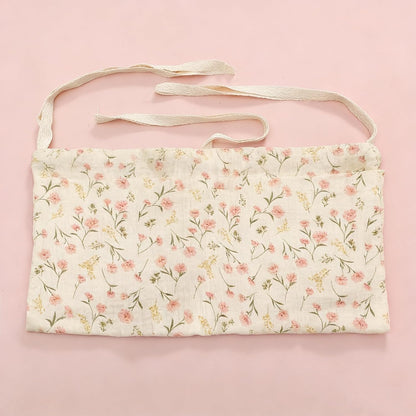 Muslin Cotton Baby Bedside Hanging Storage Bag, 2-Pocket Crib Diaper Caddy Organizer, Nursery Organization Holder for Cribs, Playard, Changing Table or Wall, Milk Bottle Bib Organizing Oatmeal