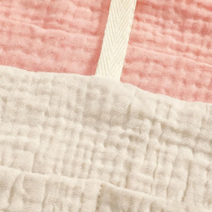Muslin Cotton Baby Bedside Hanging Storage Bag, 2-Pocket Crib Diaper Caddy Organizer, Nursery Organization Holder for Cribs, Playard, Changing Table or Wall, Milk Bottle Bib Organizing Oatmeal