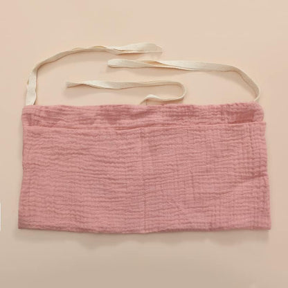 Muslin Cotton Baby Bedside Hanging Storage Bag, 2-Pocket Crib Diaper Caddy Organizer, Nursery Organization Holder for Cribs, Playard, Changing Table or Wall, Milk Bottle Bib Organizing Oatmeal