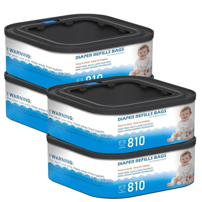 Standard Square Refills Disposal Bags Refill Compatible with Diaper Genie Compact, Select, Classic Version Pails, Hold Up to 165 Newborn-Sized Diapers Per Refill, 6 Packs