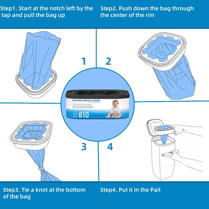 Standard Square Refills Disposal Bags Refill Compatible with Diaper Genie Compact, Select, Classic Version Pails, Hold Up to 165 Newborn-Sized Diapers Per Refill, 6 Packs