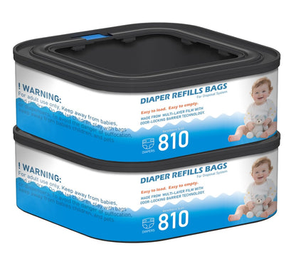 Standard Square Refills Disposal Bags Refill Compatible with Diaper Genie Compact, Select, Classic Version Pails, Hold Up to 165 Newborn-Sized Diapers Per Refill, 6 Packs