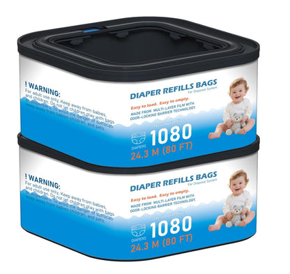 Standard Square Refills Disposal Bags Refill Compatible with Diaper Genie Compact, Select, Classic Version Pails, Hold Up to 165 Newborn-Sized Diapers Per Refill, 6 Packs