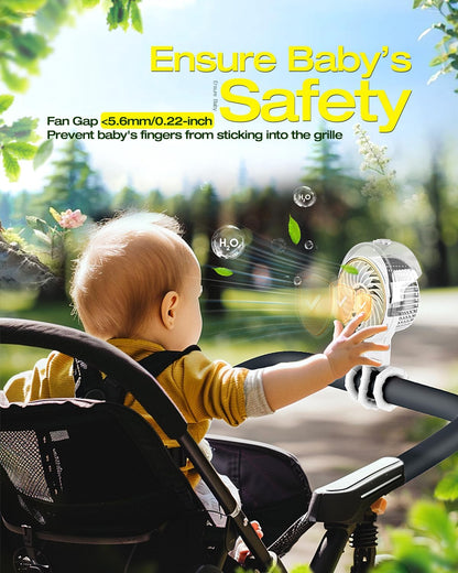 Portable Misting Stroller Fan with Detachable Tripod, Max 16H Rechargeable Clip on Fan for Baby Car Seat Crib, Quiet Cooling Fan for Theme Park Travel, Beach Essentials & Baby Registry Gifts