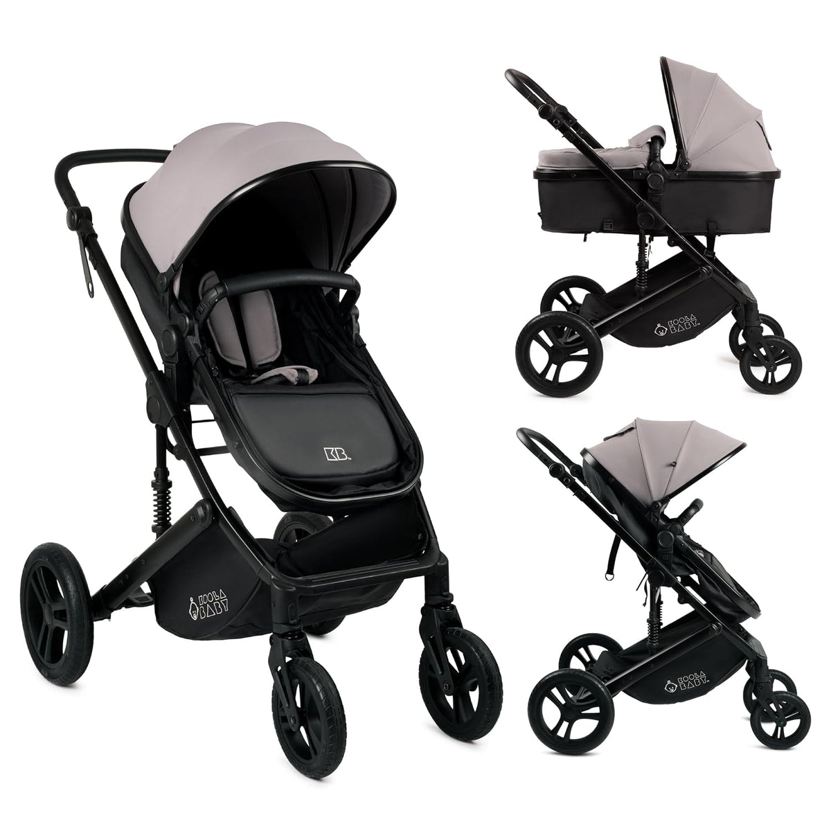2-in-1 Foldable Baby Stroller – Newborn to Toddler Stroller with Extendable Canopy, 5-Point Harness & Large Storage Basket – One Hand Fold
