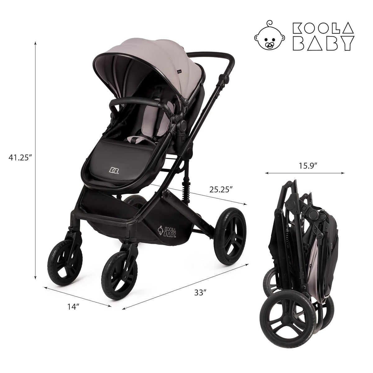 2-in-1 Foldable Baby Stroller – Newborn to Toddler Stroller with Extendable Canopy, 5-Point Harness & Large Storage Basket – One Hand Fold