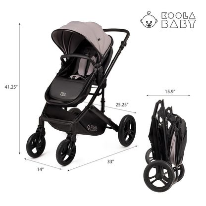 2-in-1 Foldable Baby Stroller – Newborn to Toddler Stroller with Extendable Canopy, 5-Point Harness & Large Storage Basket – One Hand Fold