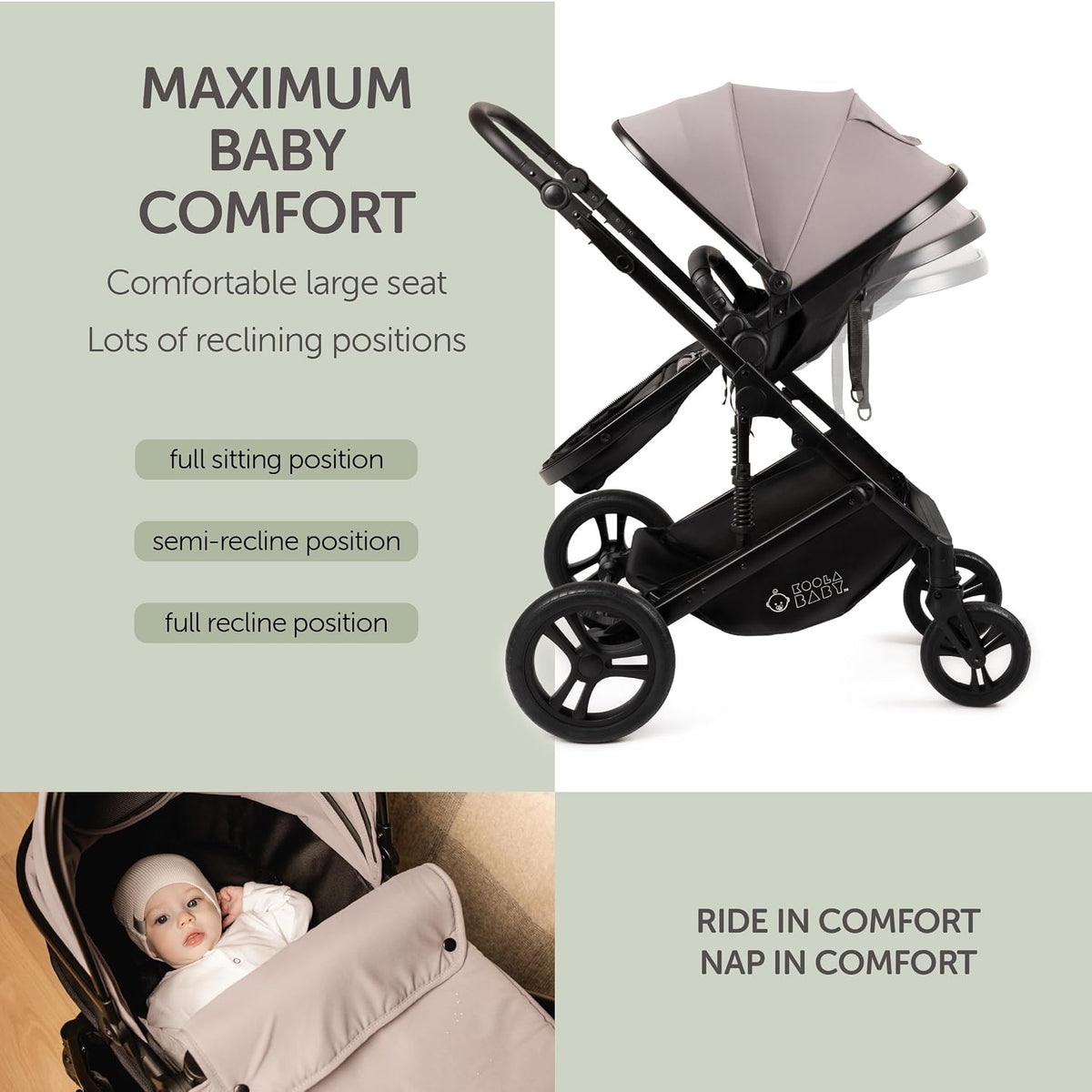 2-in-1 Foldable Baby Stroller – Newborn to Toddler Stroller with Extendable Canopy, 5-Point Harness & Large Storage Basket – One Hand Fold