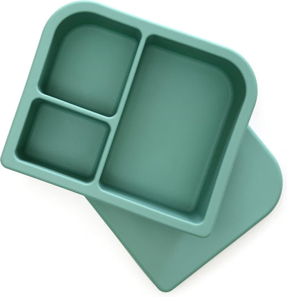 Unbreakable Silicone Lunch Box for Kids and Adults - Leak Proof Divided Bento Box (Plum)