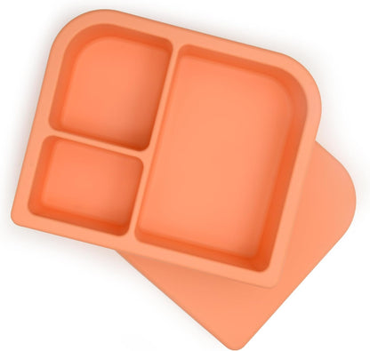 Unbreakable Silicone Lunch Box for Kids and Adults - Leak Proof Divided Bento Box (Plum)