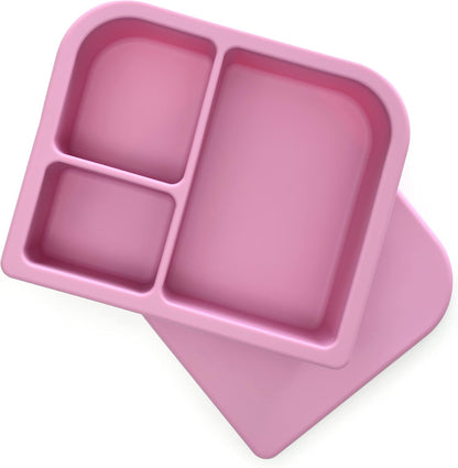 Unbreakable Silicone Lunch Box for Kids and Adults - Leak Proof Divided Bento Box (Plum)