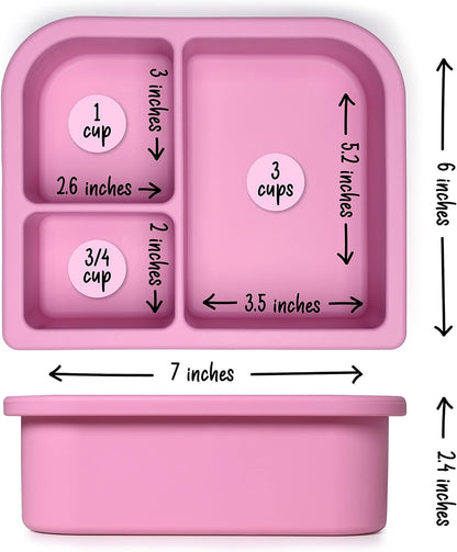 Unbreakable Silicone Lunch Box for Kids and Adults - Leak Proof Divided Bento Box (Plum)