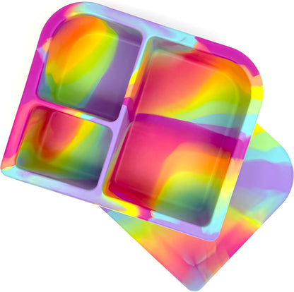 Unbreakable Silicone Lunch Box for Kids and Adults - Leak Proof Divided Bento Box (Plum)