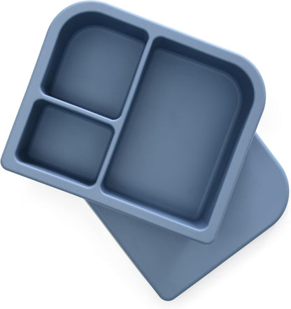 Unbreakable Silicone Lunch Box for Kids and Adults - Leak Proof Divided Bento Box (Plum)