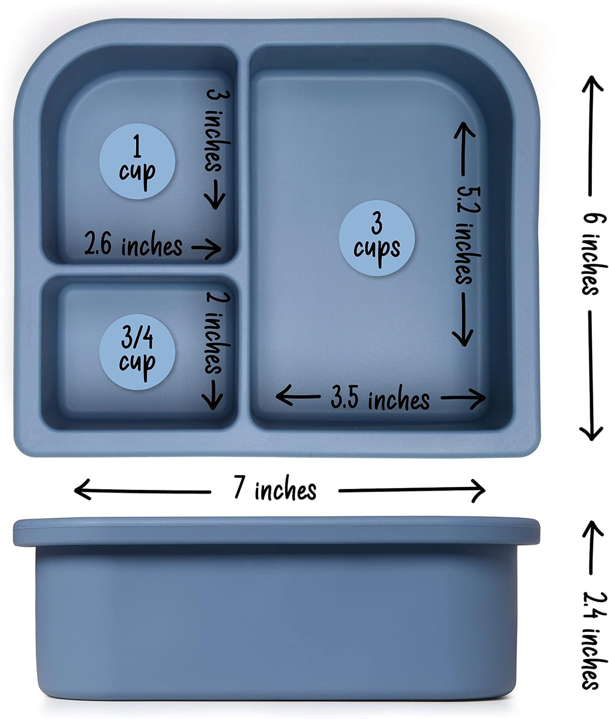 Unbreakable Silicone Lunch Box for Kids and Adults - Leak Proof Divided Bento Box (Plum)