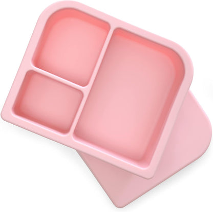 Unbreakable Silicone Lunch Box for Kids and Adults - Leak Proof Divided Bento Box (Plum)