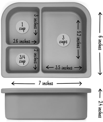 Unbreakable Silicone Lunch Box for Kids and Adults - Leak Proof Divided Bento Box (Plum)