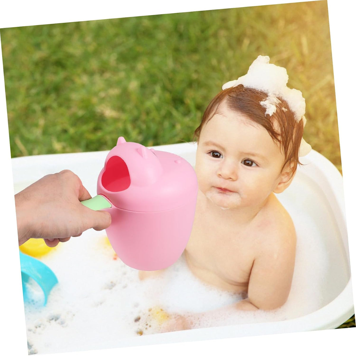 Hippo Shampoo Rinse Cup Baby Bath Cup for Hair Washing Easy-Grip Handle Water Pouring Scoop Toddler Bath Rinser for Comfortable Rinsing 7.67 X 6.29 X 3.93 in