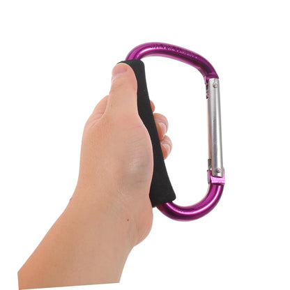 2pcs Large Aluminum Stroller Hooks with Sponge Grip Carabiner Clips for Hanging Shopping Bags Compatible with Strollers Wheelchairs Walkers Portable Multi-use Hooks for Travel