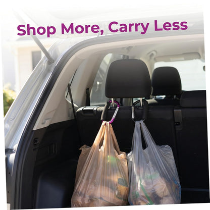 2pcs Large Aluminum Stroller Hooks with Sponge Grip Carabiner Clips for Hanging Shopping Bags Compatible with Strollers Wheelchairs Walkers Portable Multi-use Hooks for Travel