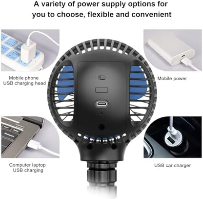 Portable Stroller Fan, USB or Rechargeable Battery Operated with 3 Speeds and 360°Rotate, Cooling Clip On for Baby Crib Travel Car Seat White