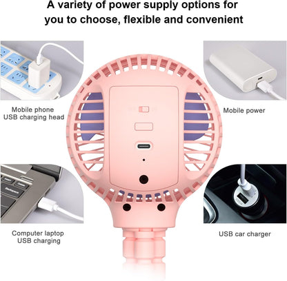 Portable Stroller Fan, USB or Rechargeable Battery Operated with 3 Speeds and 360°Rotate, Cooling Clip On for Baby Crib Travel Car Seat White