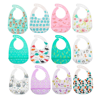 Nuby Adjustable Easy Clean Soft Silicone Bibs - 2 Pack