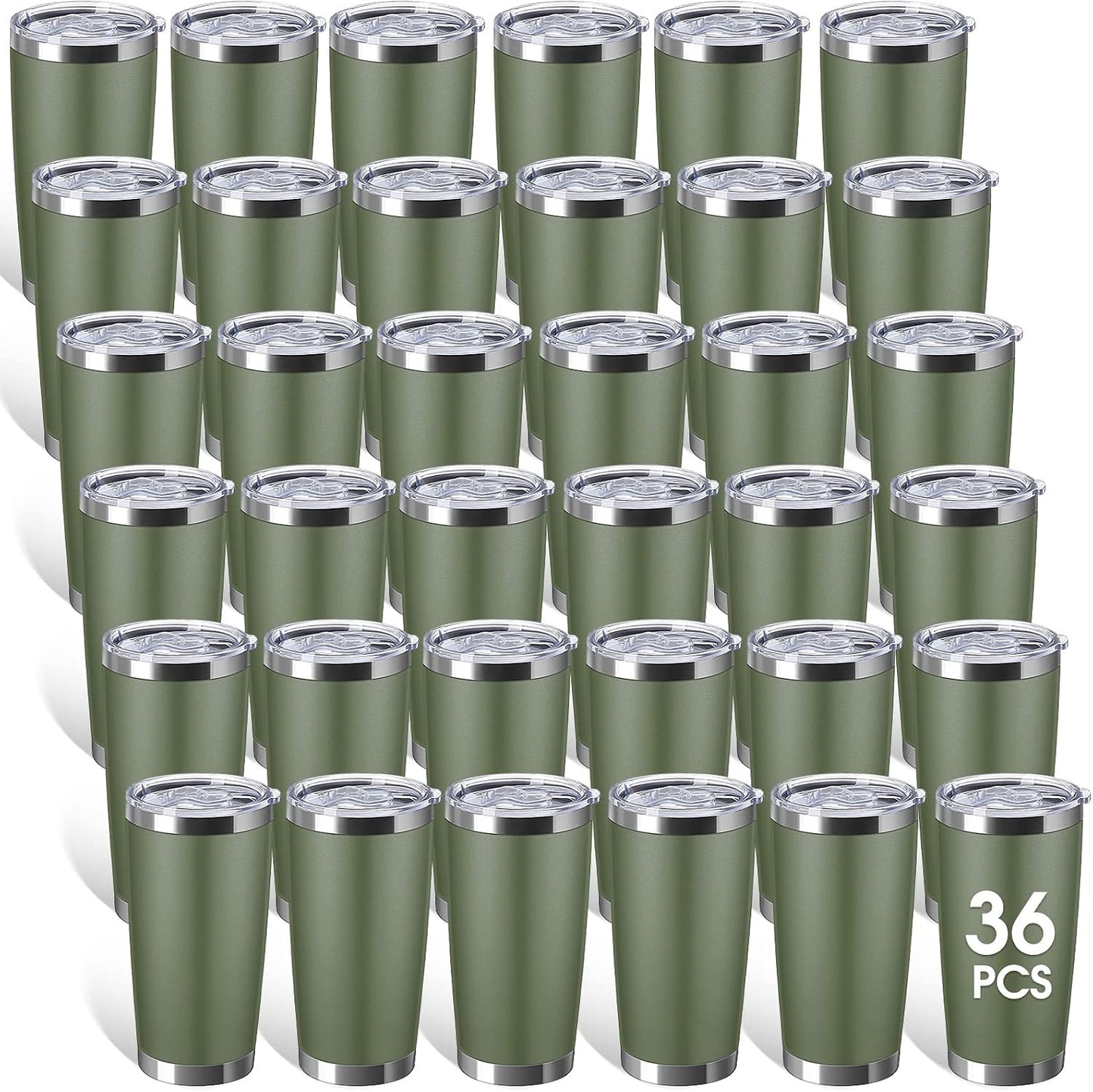 36 Pack Stainless Steel Tumblers Bulk with Lids Double Wall Vacuum Insulated Coffee Cups Blank leakproof Powder Coated Tumblers for Engraving Wedding Graduation Party Favors(20 oz,Mixed)
