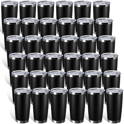 36 Pack Stainless Steel Tumblers Bulk with Lids Double Wall Vacuum Insulated Coffee Cups Blank leakproof Powder Coated Tumblers for Engraving Wedding Graduation Party Favors(20 oz,Mixed)