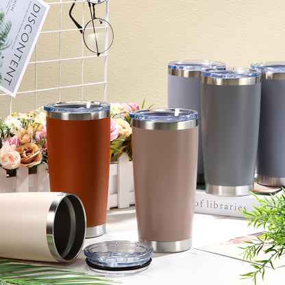 36 Pack Stainless Steel Tumblers Bulk with Lids Double Wall Vacuum Insulated Coffee Cups Blank leakproof Powder Coated Tumblers for Engraving Wedding Graduation Party Favors(20 oz,Mixed)
