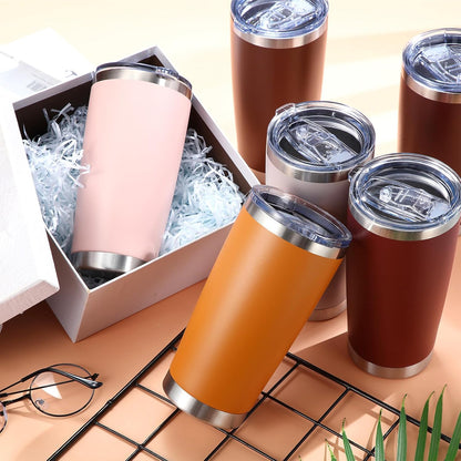 36 Pack Stainless Steel Tumblers Bulk with Lids Double Wall Vacuum Insulated Coffee Cups Blank leakproof Powder Coated Tumblers for Engraving Wedding Graduation Party Favors(20 oz,Mixed)