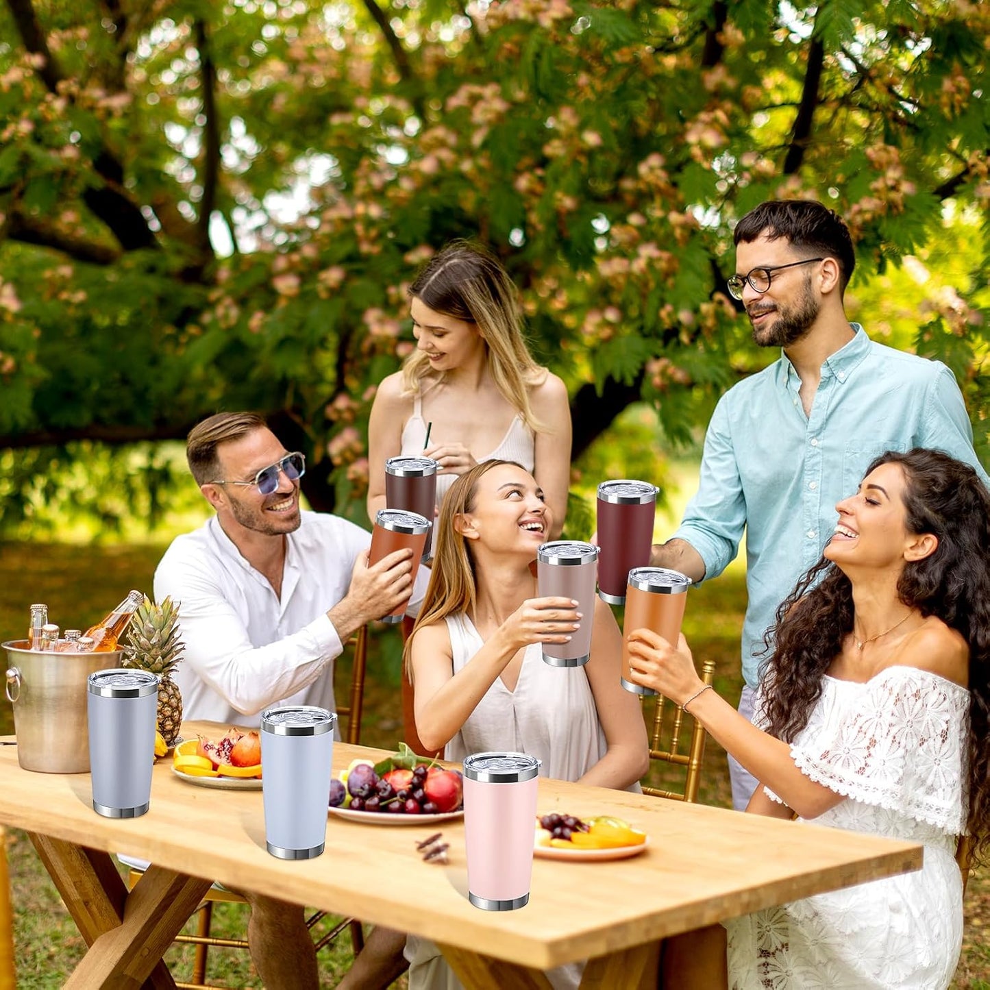 36 Pack Stainless Steel Tumblers Bulk with Lids Double Wall Vacuum Insulated Coffee Cups Blank leakproof Powder Coated Tumblers for Engraving Wedding Graduation Party Favors(20 oz,Mixed)
