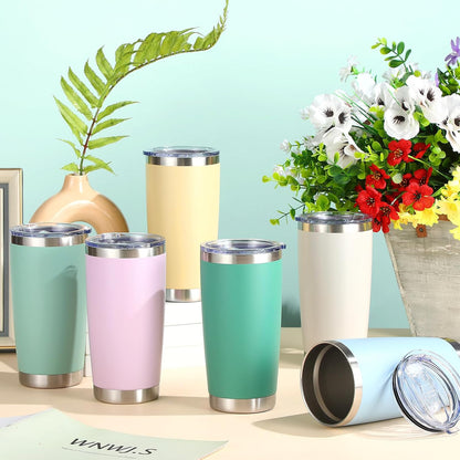 36 Pack Stainless Steel Tumblers Bulk with Lids Double Wall Vacuum Insulated Coffee Cups Blank leakproof Powder Coated Tumblers for Engraving Wedding Graduation Party Favors(20 oz,Mixed)