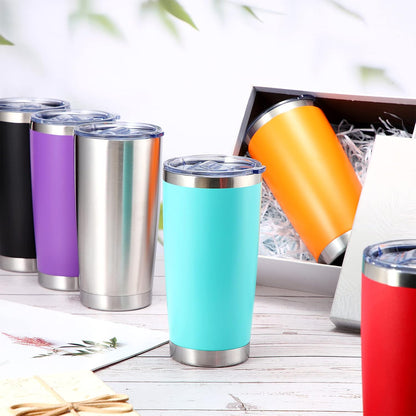 36 Pack Stainless Steel Tumblers Bulk with Lids Double Wall Vacuum Insulated Coffee Cups Blank leakproof Powder Coated Tumblers for Engraving Wedding Graduation Party Favors(20 oz,Mixed)