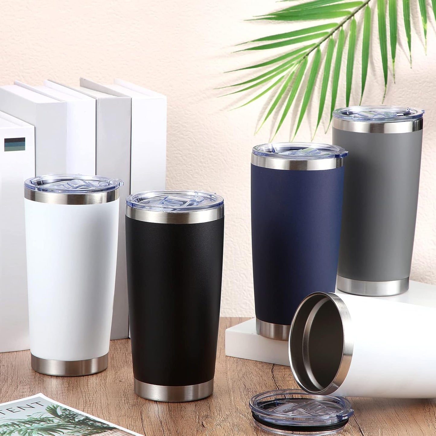 36 Pack Stainless Steel Tumblers Bulk with Lids Double Wall Vacuum Insulated Coffee Cups Blank leakproof Powder Coated Tumblers for Engraving Wedding Graduation Party Favors(20 oz,Mixed)
