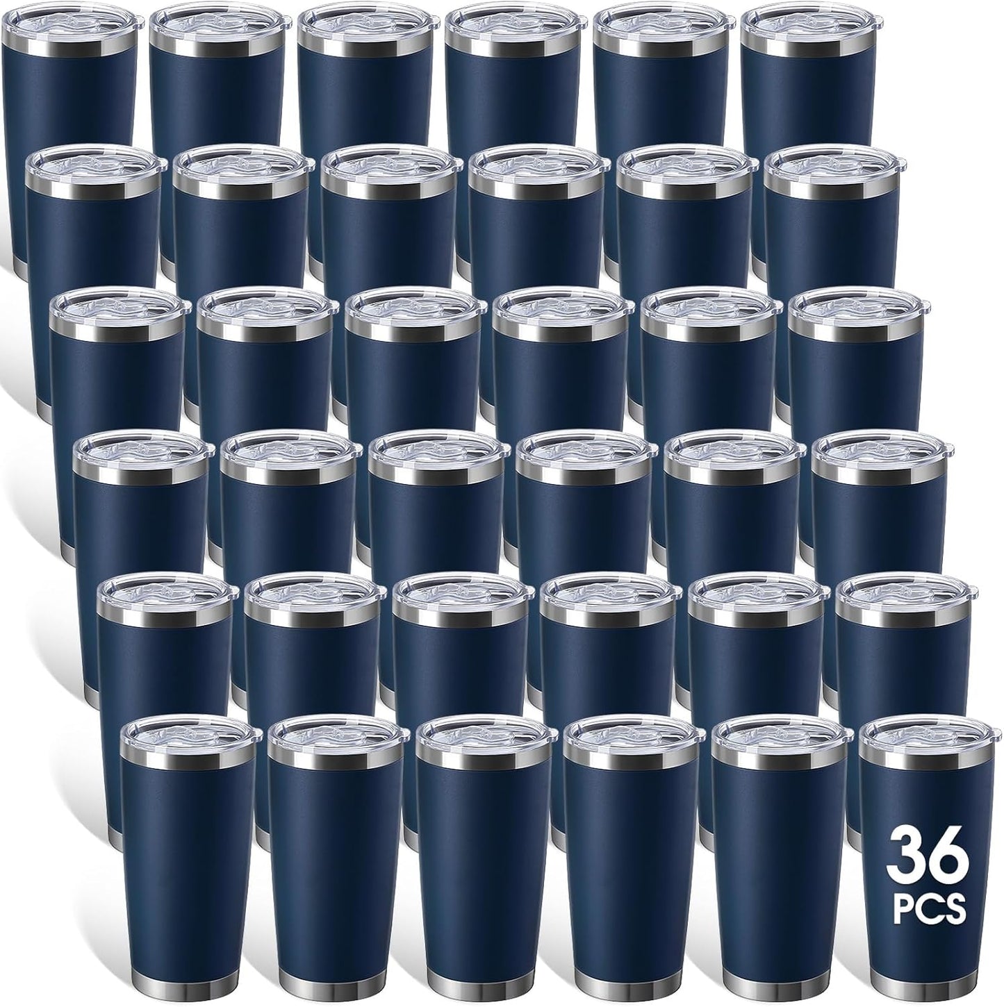 36 Pack Stainless Steel Tumblers Bulk with Lids Double Wall Vacuum Insulated Coffee Cups Blank leakproof Powder Coated Tumblers for Engraving Wedding Graduation Party Favors(20 oz,Mixed)