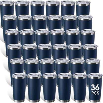 36 Pack Stainless Steel Tumblers Bulk with Lids Double Wall Vacuum Insulated Coffee Cups Blank leakproof Powder Coated Tumblers for Engraving Wedding Graduation Party Favors(20 oz,Mixed)