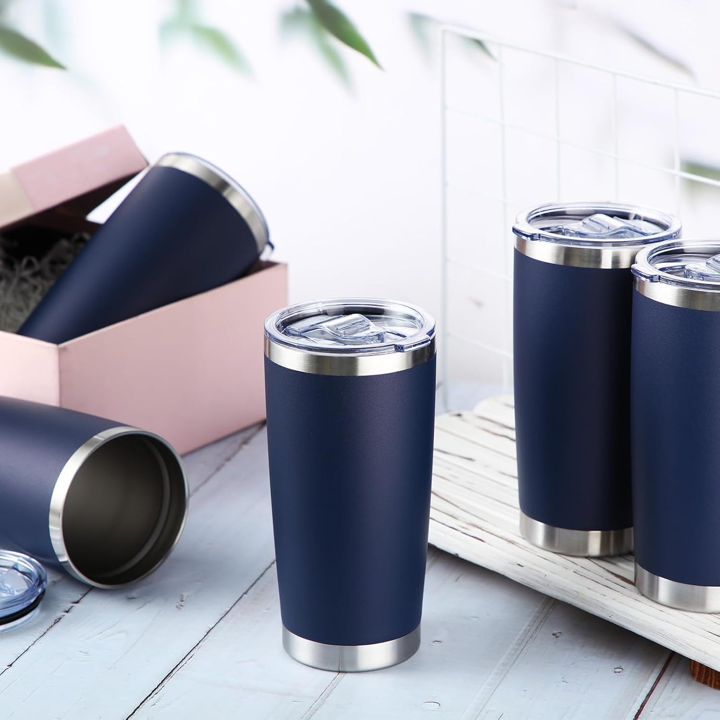 36 Pack Stainless Steel Tumblers Bulk with Lids Double Wall Vacuum Insulated Coffee Cups Blank leakproof Powder Coated Tumblers for Engraving Wedding Graduation Party Favors(20 oz,Mixed)