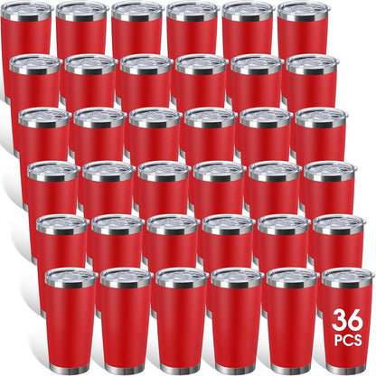 36 Pack Stainless Steel Tumblers Bulk with Lids Double Wall Vacuum Insulated Coffee Cups Blank leakproof Powder Coated Tumblers for Engraving Wedding Graduation Party Favors(20 oz,Mixed)