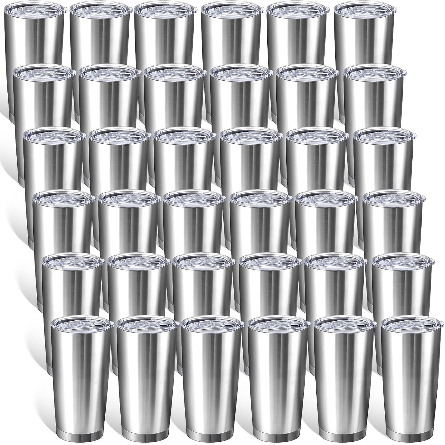 36 Pack Stainless Steel Tumblers Bulk with Lids Double Wall Vacuum Insulated Coffee Cups Blank leakproof Powder Coated Tumblers for Engraving Wedding Graduation Party Favors(20 oz,Mixed)