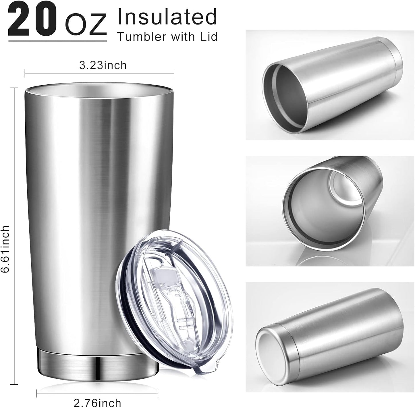 36 Pack Stainless Steel Tumblers Bulk with Lids Double Wall Vacuum Insulated Coffee Cups Blank leakproof Powder Coated Tumblers for Engraving Wedding Graduation Party Favors(20 oz,Mixed)