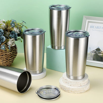 36 Pack Stainless Steel Tumblers Bulk with Lids Double Wall Vacuum Insulated Coffee Cups Blank leakproof Powder Coated Tumblers for Engraving Wedding Graduation Party Favors(20 oz,Mixed)