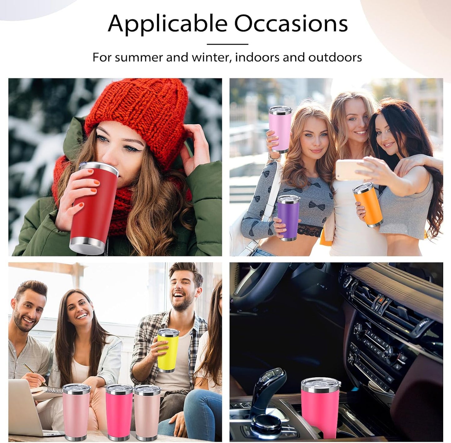 36 Pack Stainless Steel Tumblers Bulk with Lids Double Wall Vacuum Insulated Coffee Cups Blank leakproof Powder Coated Tumblers for Engraving Wedding Graduation Party Favors(20 oz,Mixed)