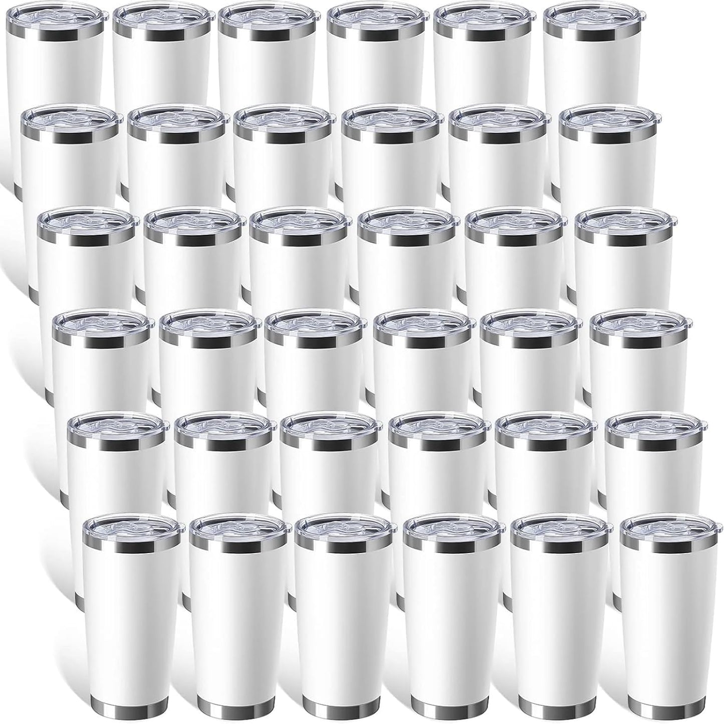 36 Pack Stainless Steel Tumblers Bulk with Lids Double Wall Vacuum Insulated Coffee Cups Blank leakproof Powder Coated Tumblers for Engraving Wedding Graduation Party Favors(20 oz,Mixed)