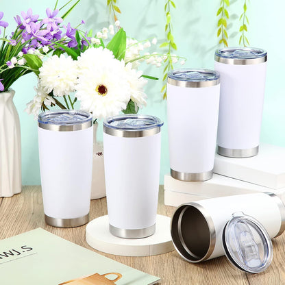 36 Pack Stainless Steel Tumblers Bulk with Lids Double Wall Vacuum Insulated Coffee Cups Blank leakproof Powder Coated Tumblers for Engraving Wedding Graduation Party Favors(20 oz,Mixed)