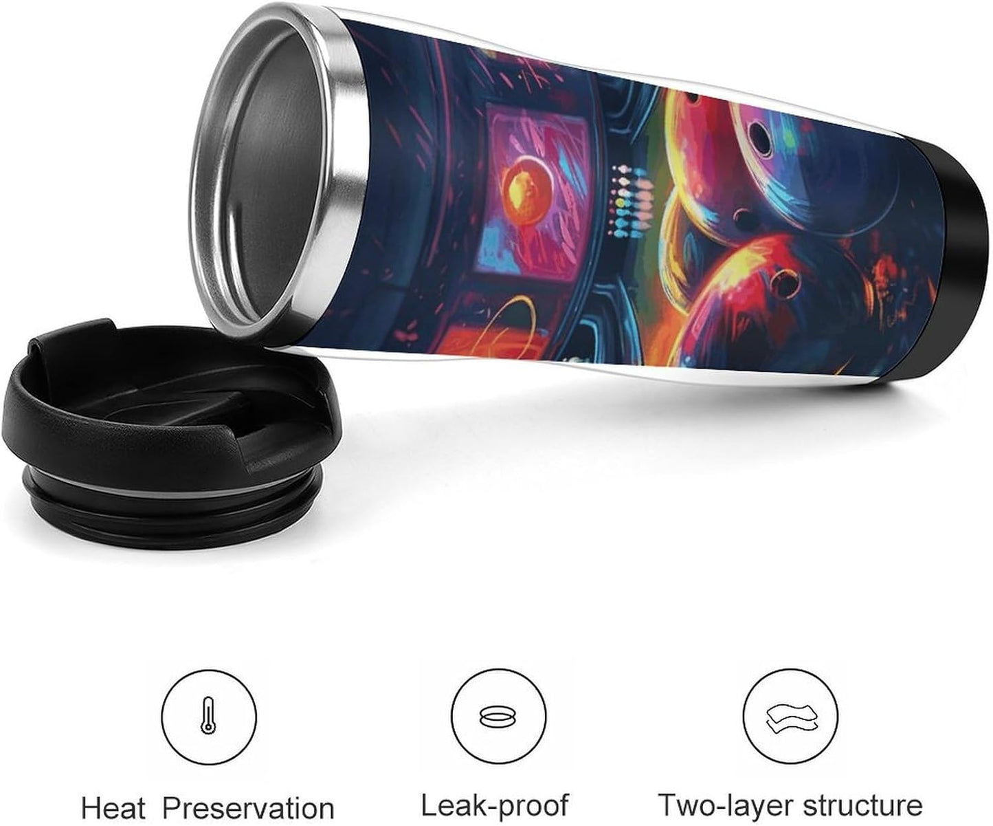 13oz Insulated Travel Coffee Mug Reusable Coffee Cup Water Bottle | Bowling Balls Travel Mug with Leak Proof Lid Double Wall Stainless Steel Coffee Tumbler Personalized Gift