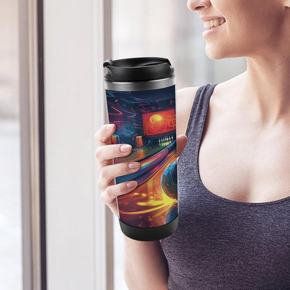 13oz Insulated Travel Coffee Mug Reusable Coffee Cup Water Bottle | Bowling Balls Travel Mug with Leak Proof Lid Double Wall Stainless Steel Coffee Tumbler Personalized Gift