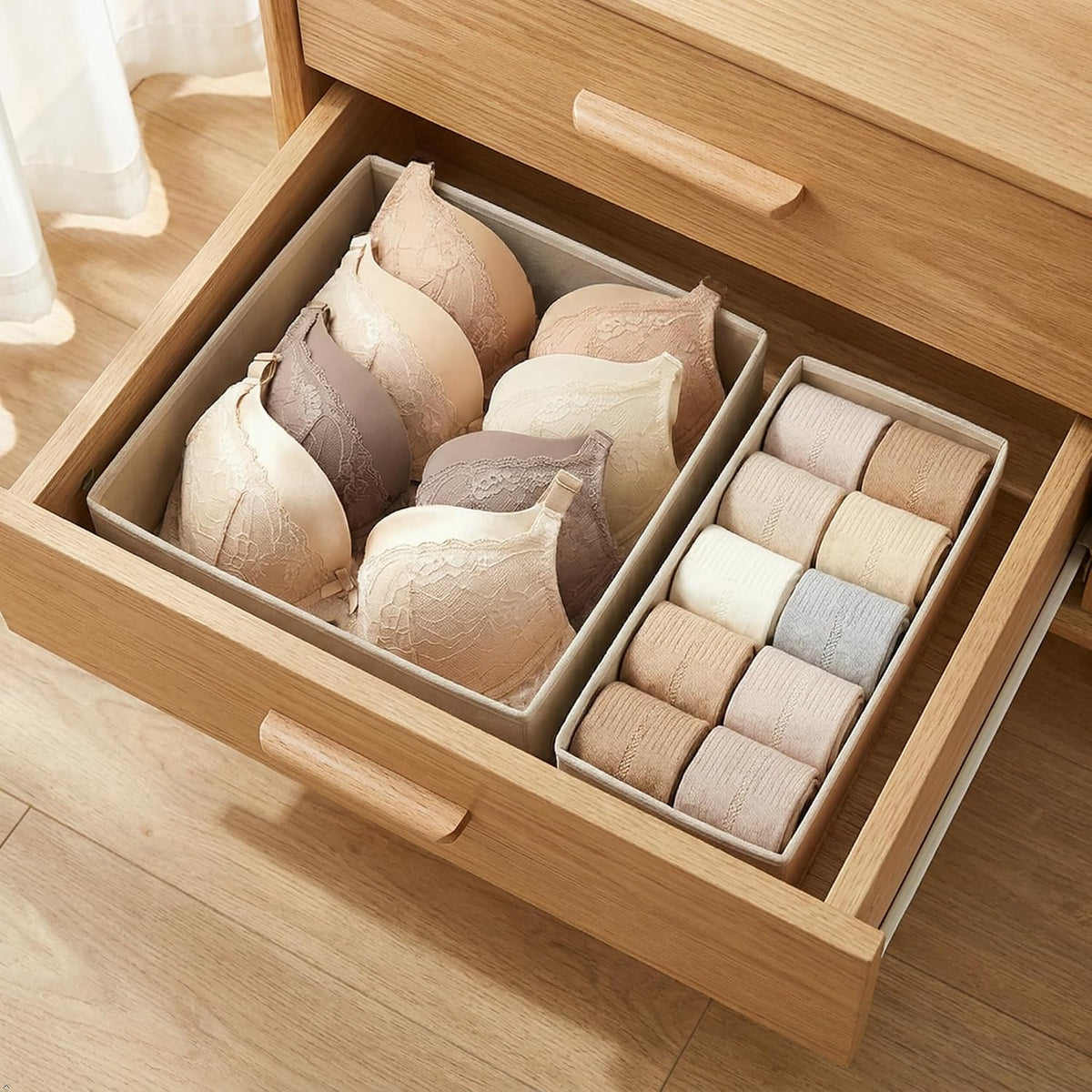 Underwear Drawer Organizer, 2 Pack, Khaki